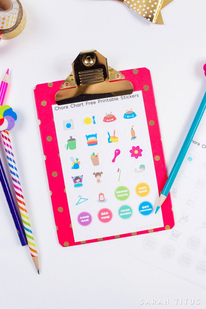 This Free Printable Chore Chart Stickers will motivate your kids to help keep your home clean and organized! Plus there's also a cute version for them to color!