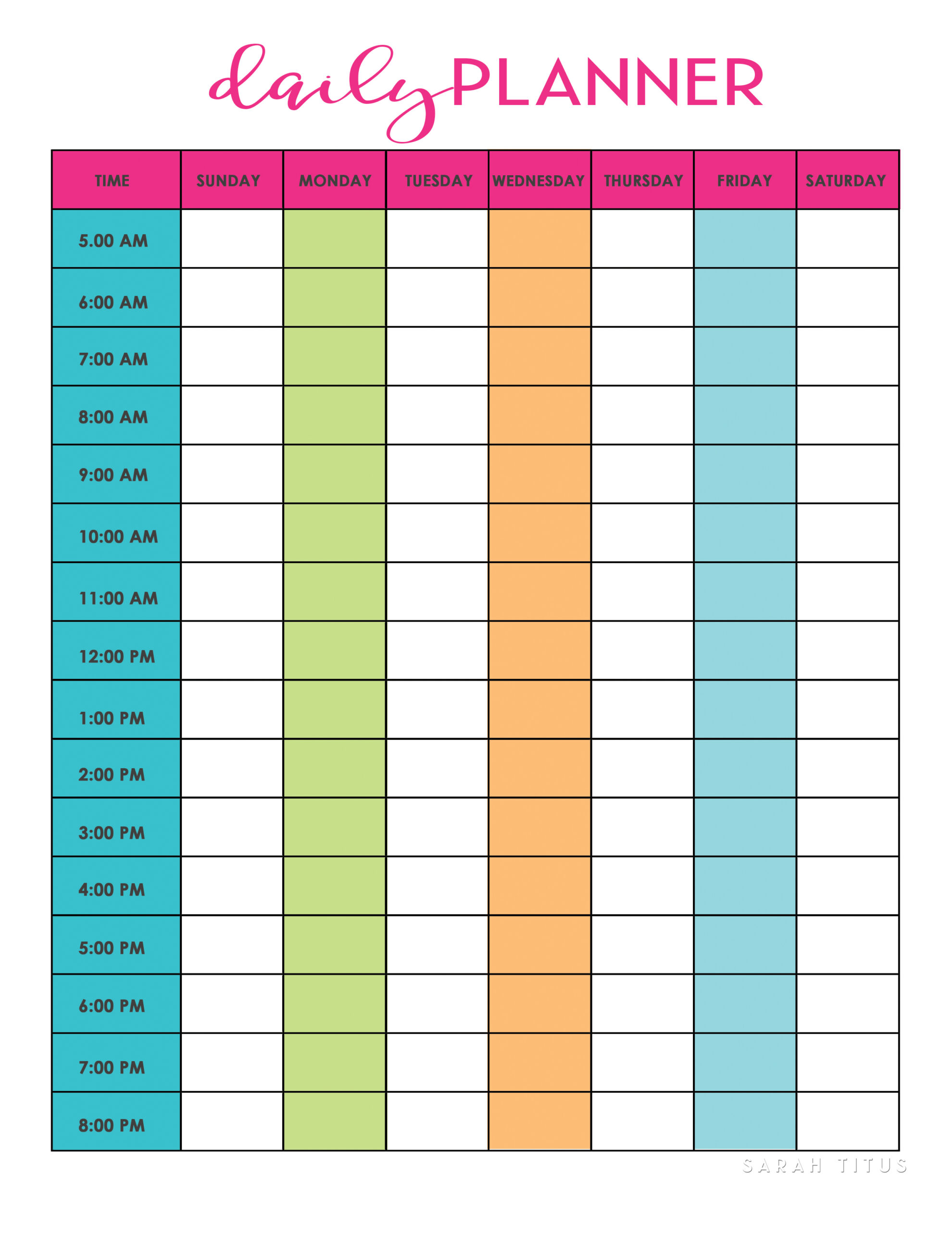 Free Printable Daily Planner With Time Slots