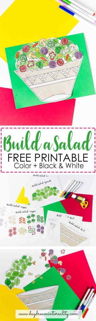 Spring = Veggie season! Make sure you download this printable for your little ones and build a yummy salad with them!