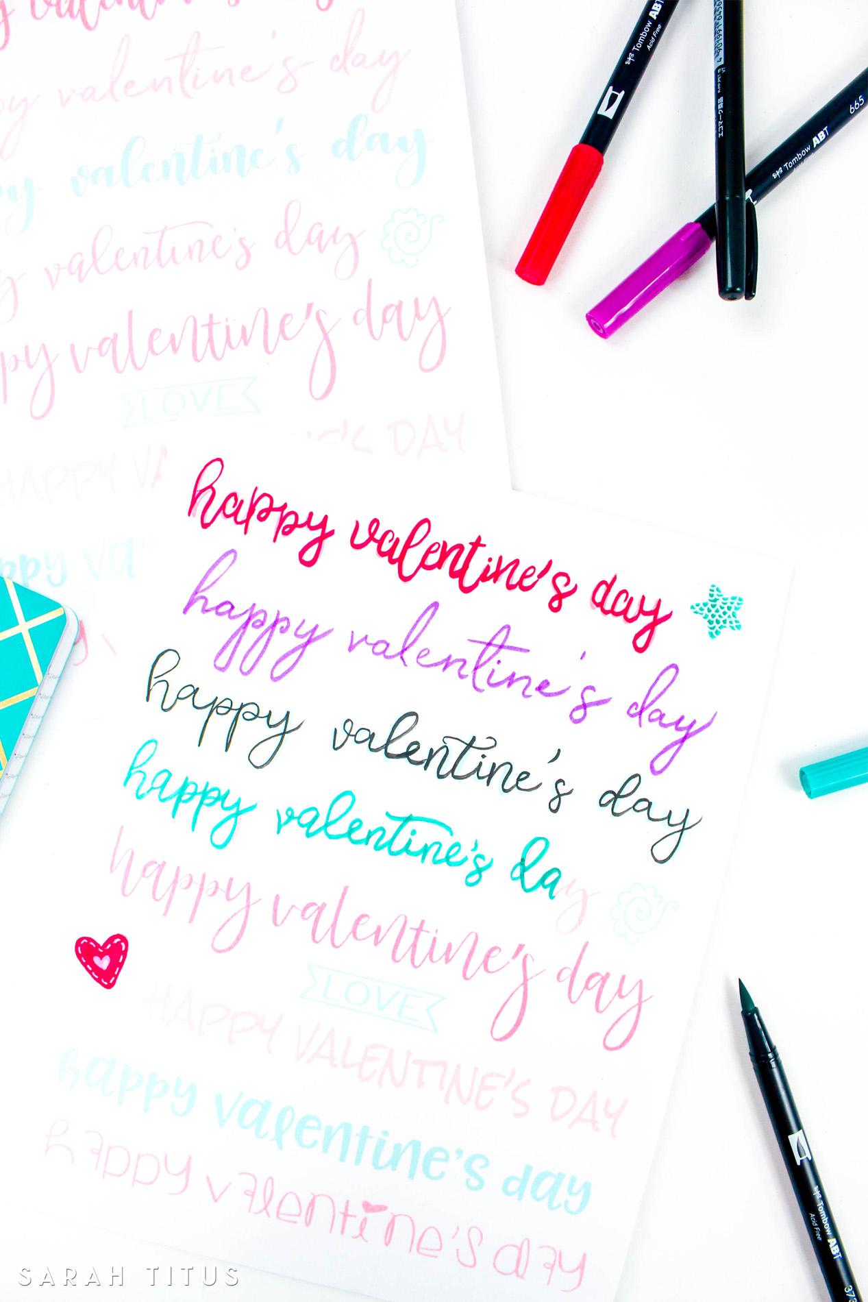 Hand lettering is so much fun but the biggest challenge is often a shaky hand! Join me and practice your skills with this Valentine Free Printable Hand Lettering Worksheet.