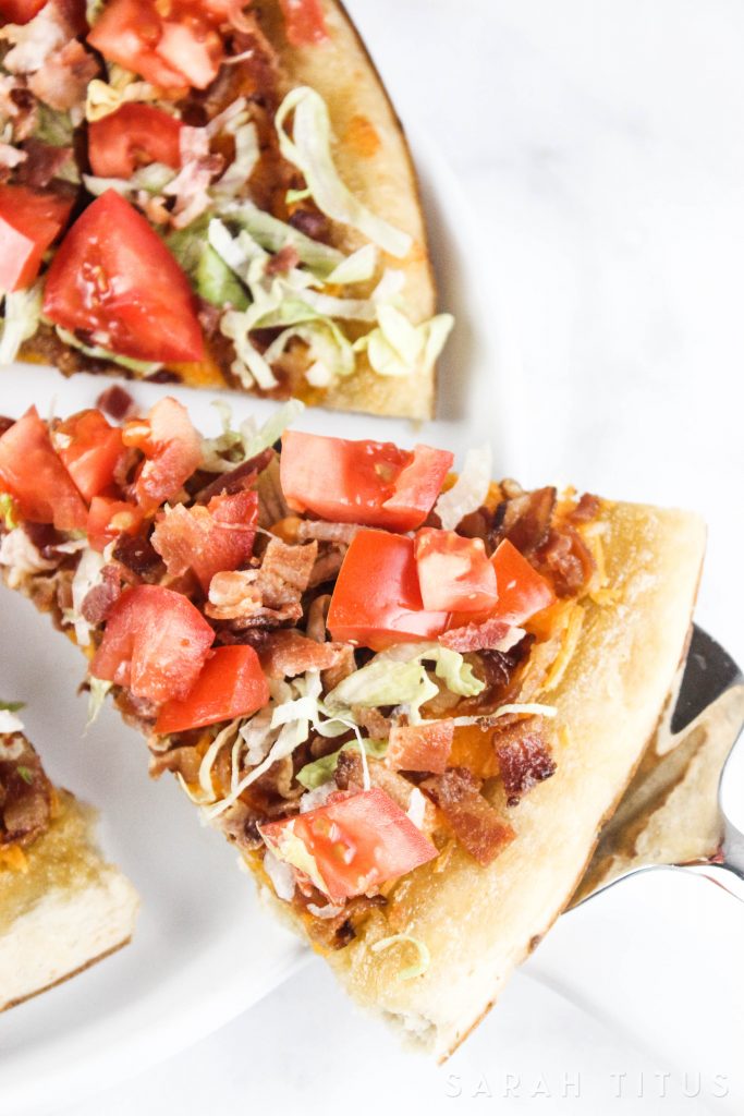 Have you ever been in a position where your family is really hungry and they want to eat right away? This BLT Pizza is the perfect recipe for you to make in those busy times. Plus, it's absolutely delicious! 