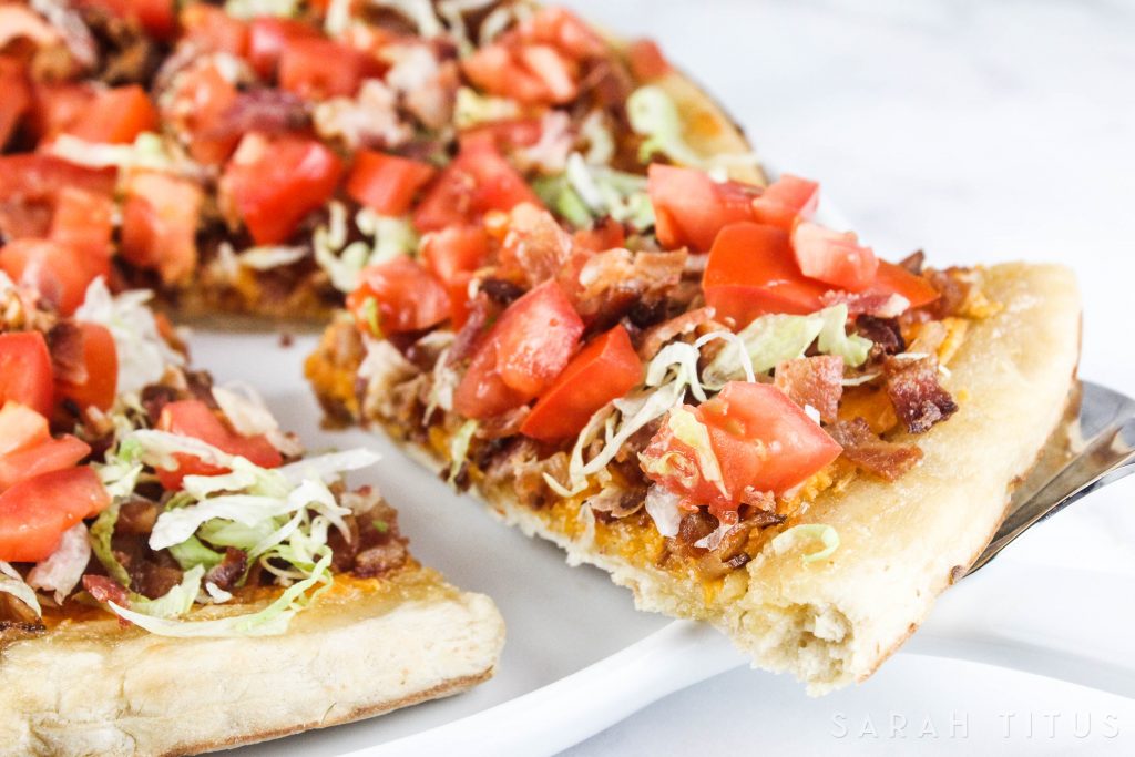 Have you ever been in a position where your family is really hungry and they want to eat right away? This BLT Pizza is the perfect recipe for you to make in those busy times. Plus, it's absolutely delicious! 