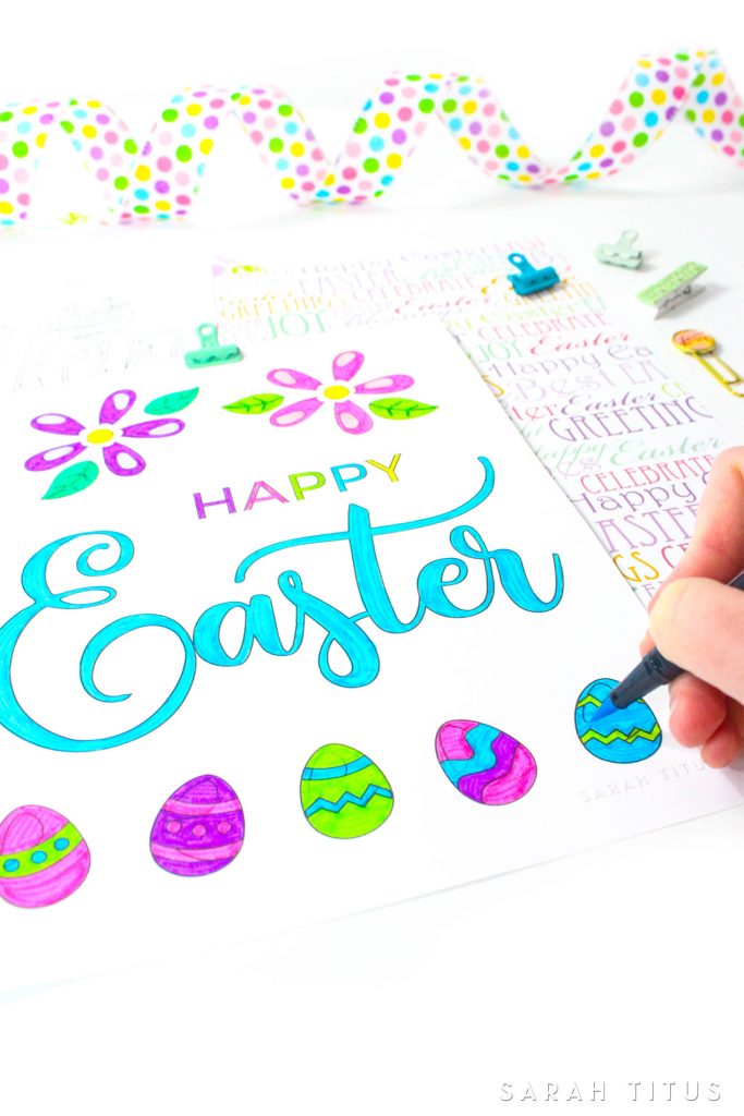 These free printable Easter coloring sheets are simple enough for the youngest artist in your house, but still fun for the more experienced colorist as well, and ESPECIALLY great for those practicing Hand Lettering!