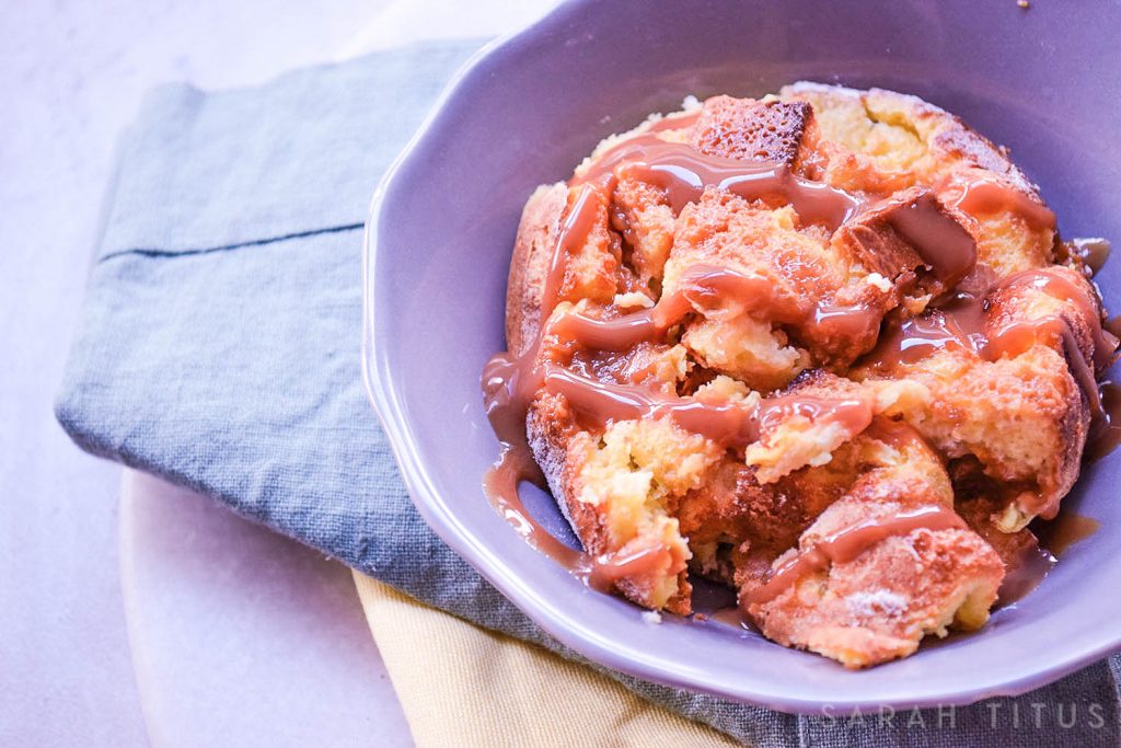 Bread pudding is a really yummy dessert, and this Salted Caramel Bread Pudding is definitely delicious. This would also make a great breakfast as a great spin on "french toast"!
