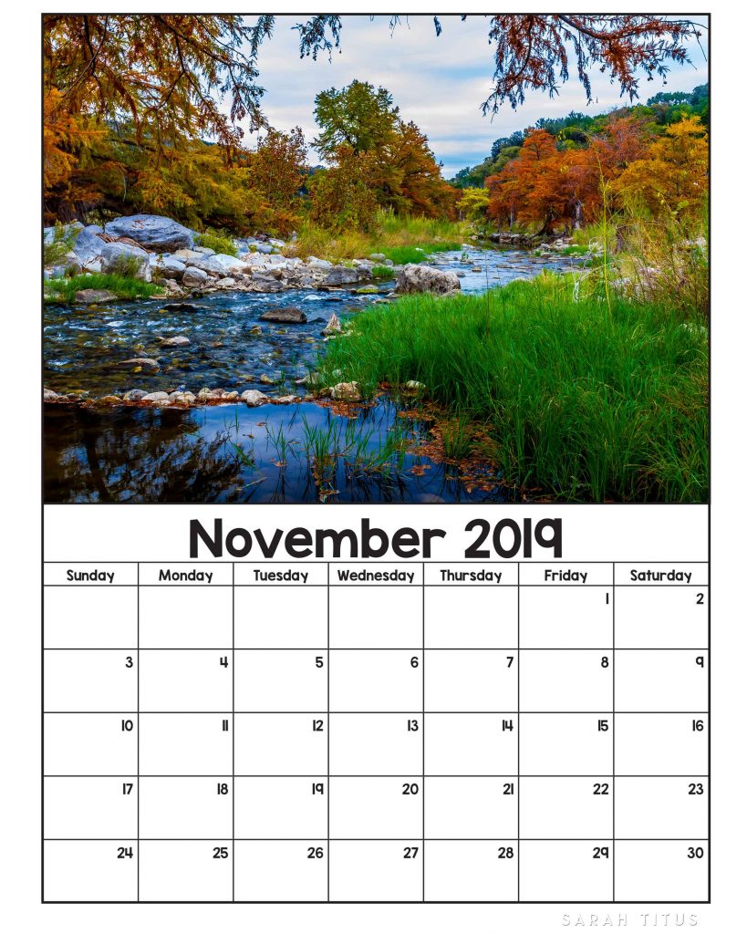 Free Printable Nature Calendars 2019 Sarah Titus