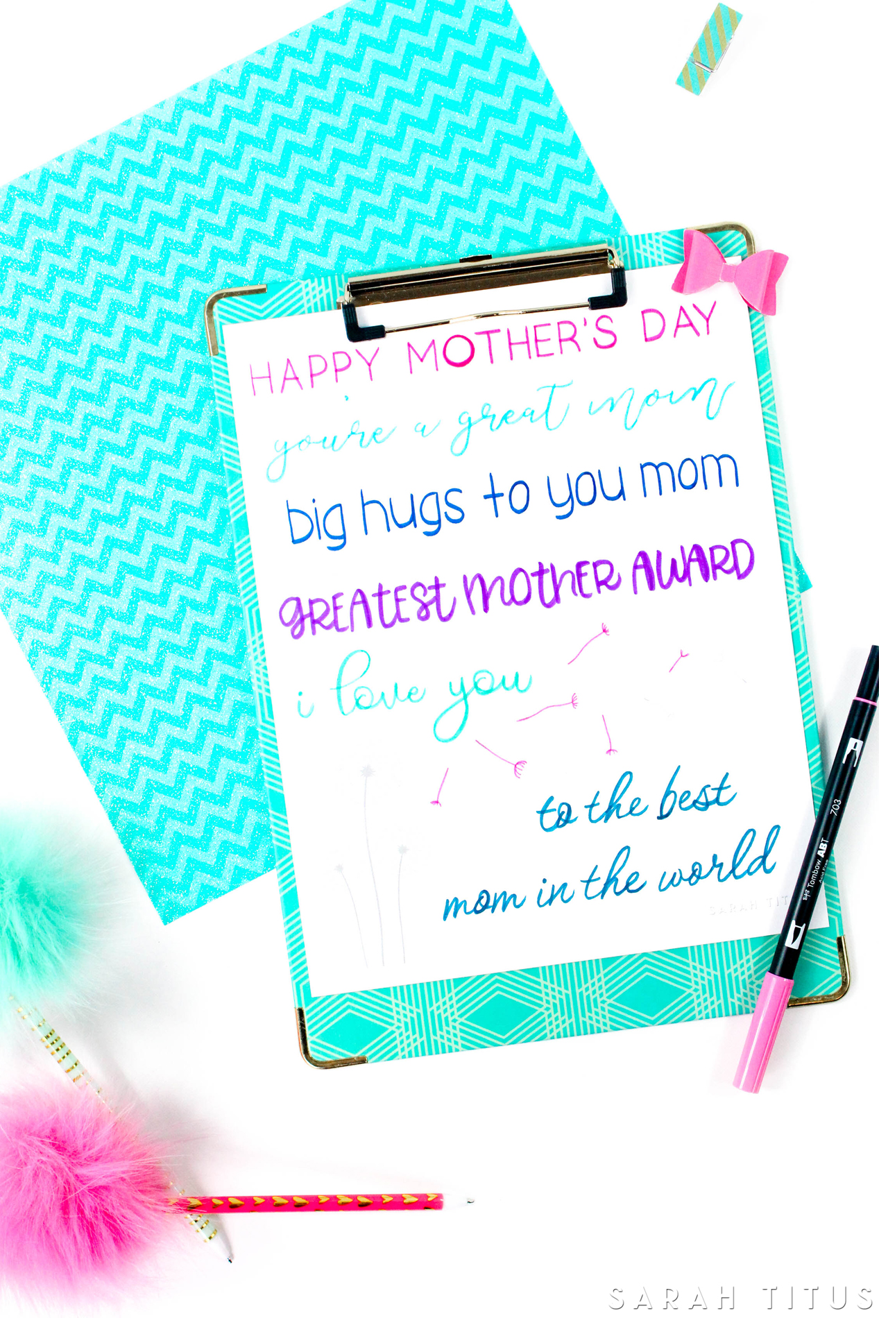 Happy Mother's Day Free Hand Lettering Practice Sheet