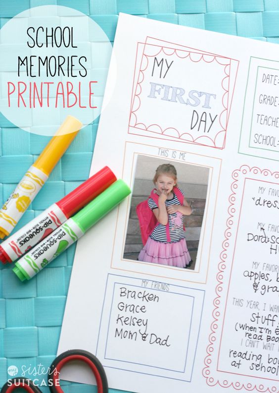Top 10 Free Back to School Printables - What a wonderful way to keep memories of child's first school day.