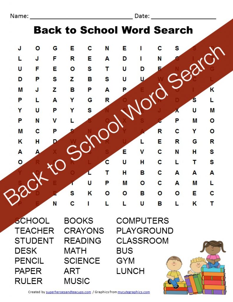 Get your little ones ready and excited for school with this back to school word search.