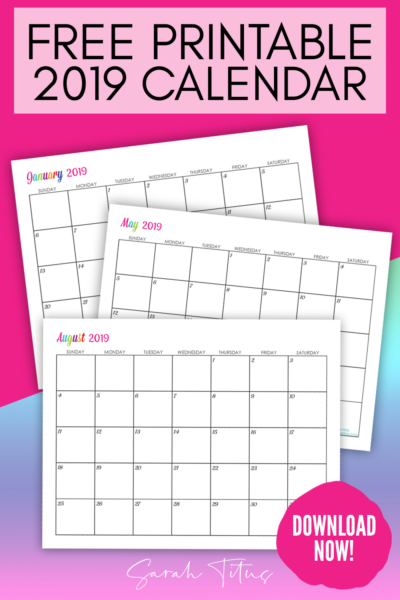 Free Printable 2019 Calendars - Completely editable online!!! Use them for menu planning, homeschooling, blogging, or just to organize your life. #calendars #freeprintablecalendars #freeeditablecalendars #freeprintable2019calendars #2019calendars