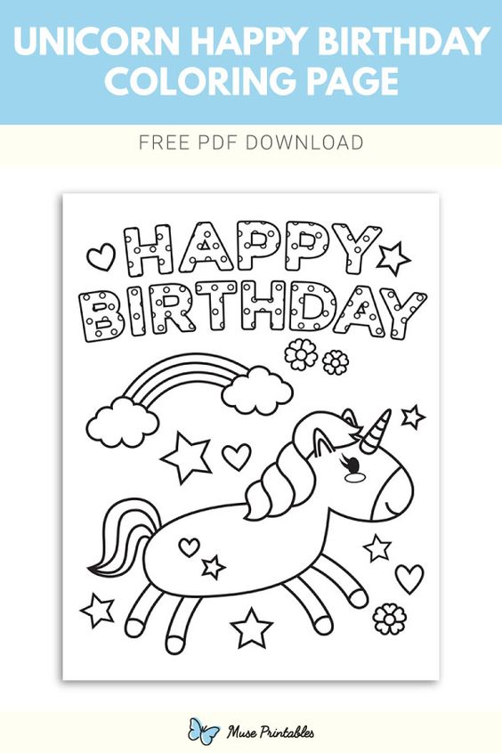 OMG I LOVE LOVE LOVE this unicorn coloring page.  Seriously, that's really awesome!  A lot of the birthday coloring pages are just cakes so this one really stands out to me, plus I love the font!  The tenderness of moles!
