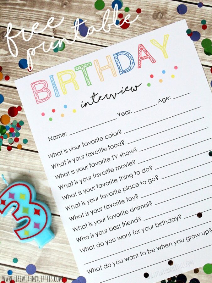 I didn't even think about doing a birthday interview until I saw this free printable.  What a clever idea!