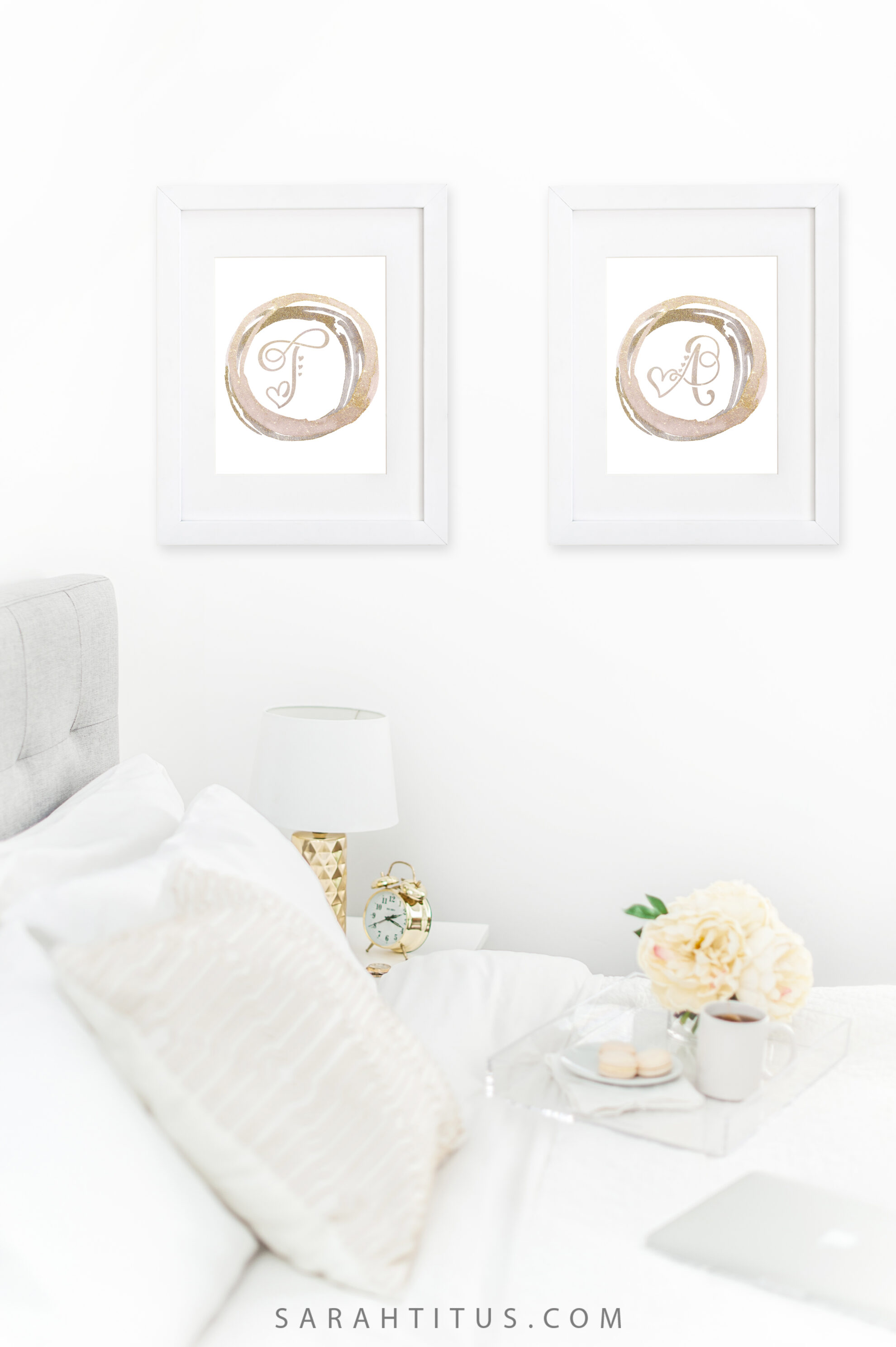You just bought a new beige couch and need some wall art A-sap. You don't wanna go out and spend a lot of money. Good news! You don't have to! Grab our FREE monogram initials wall signs here! #monograminitials #wallsigns #wallart #homedecor #freeprintables