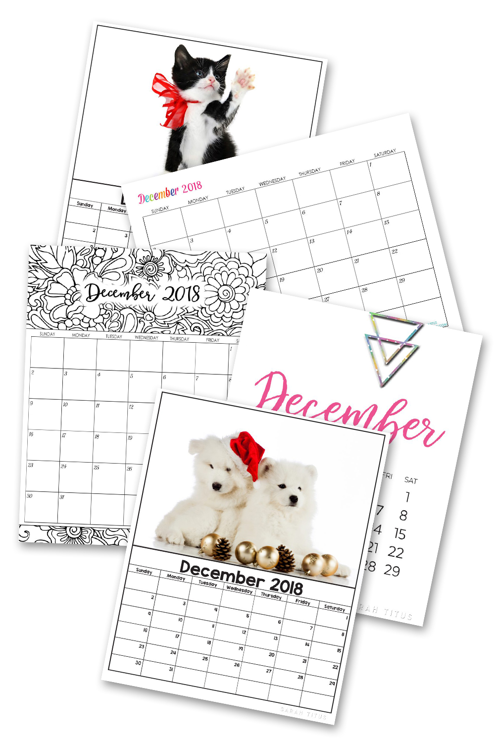 Free Blank Online Calendars December 2018 - Sarah Titus
