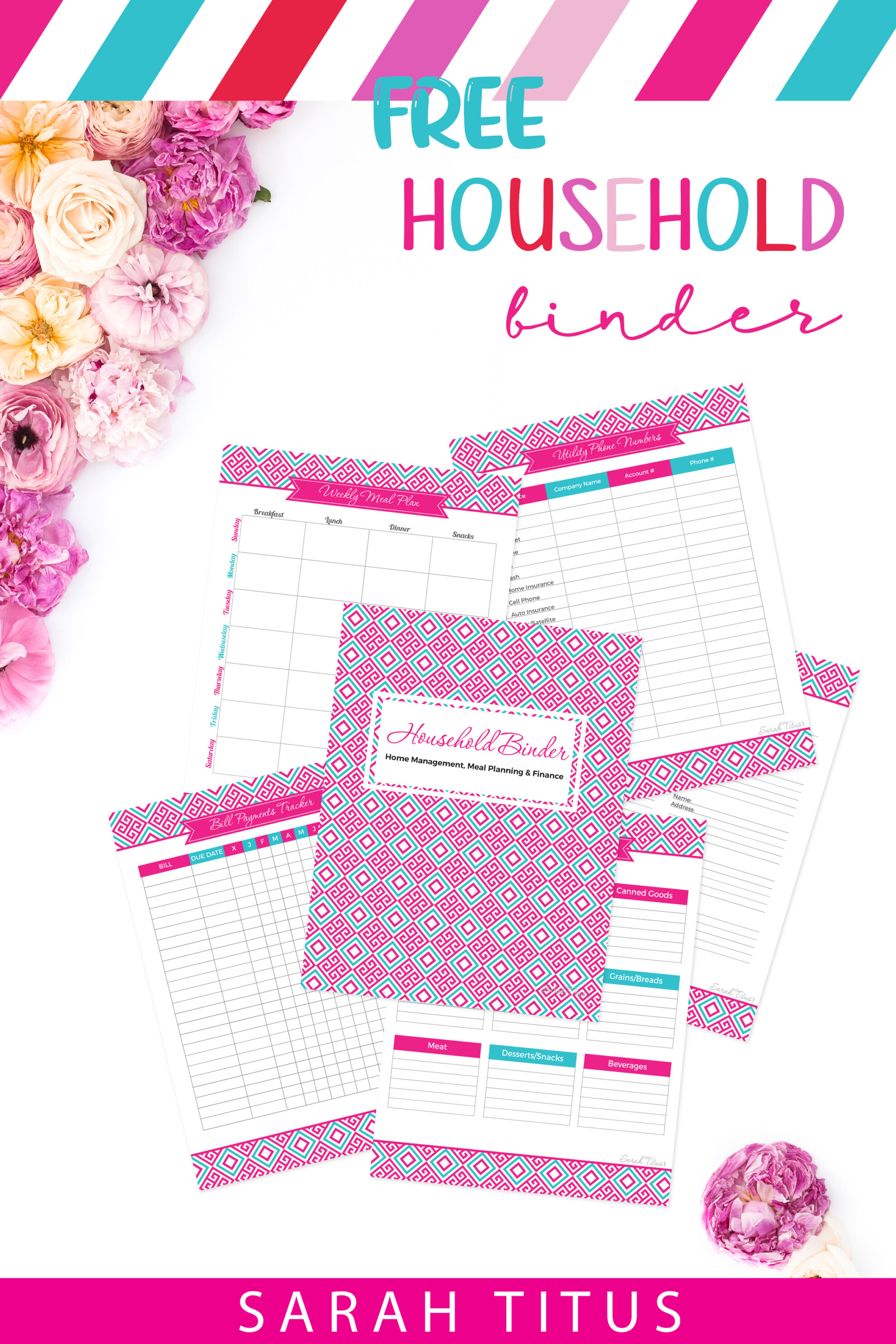 If you're an organization freak like me who just loves having everything all nice and tidy in one spot, this household binder free printables set is for you! #householdbinder #binder #freeprintables #binderprintables #homemakingbinder