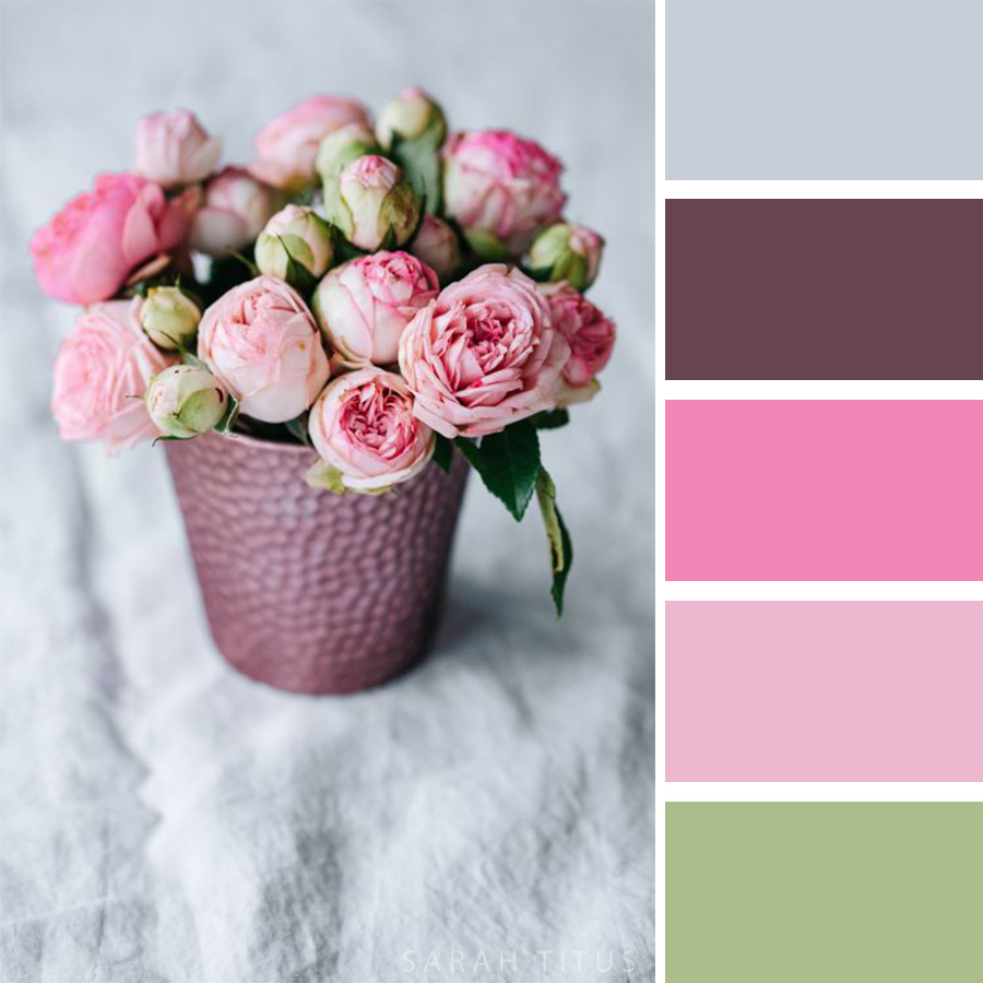 Beautiful Pink Rose Arrangement Color Palette