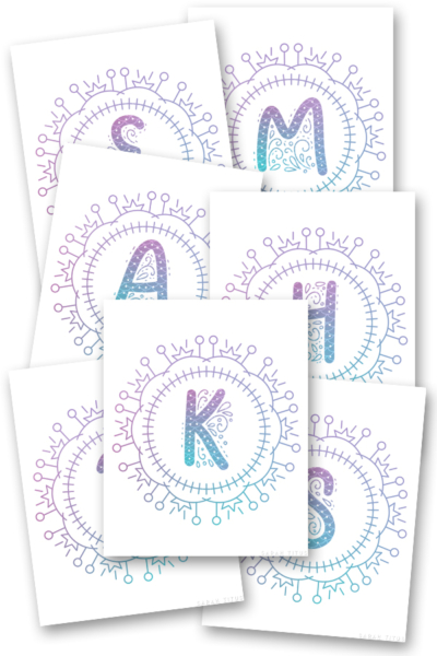 Free Printable Mermaid Monograms Wall Arts