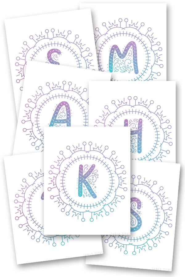 Free Printable Mermaid Monograms Wall Arts