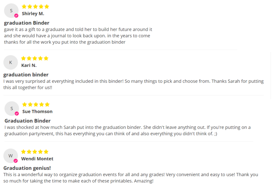 Graduation Binder Reviews
