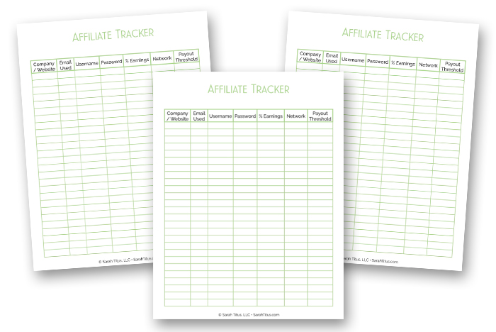 Blogging Binder Affiliate Tracker