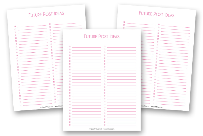 Blogging Binder Future Post Ideas