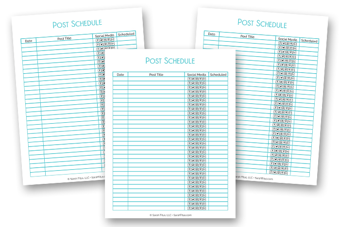 Blogging Binder Post Schedule