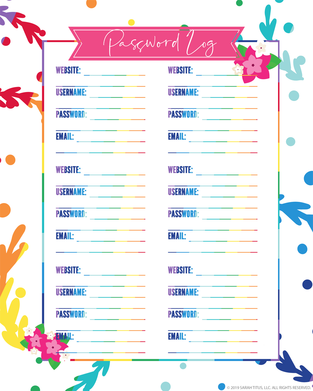 Get these 10 different professionally designed free printable PDF password keeper logs that you can download instantly! Perfect your organizational system today! #website #passwordlogs #awesome #diy