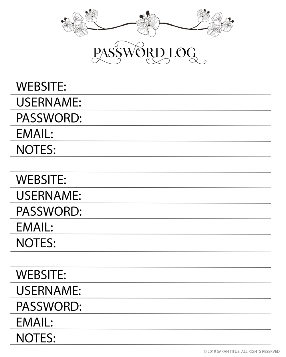 Get these 10 different professionally designed free printable PDF password keeper logs that you can download instantly! Perfect your organizational system today! #website #passwordlogs #awesome #diy