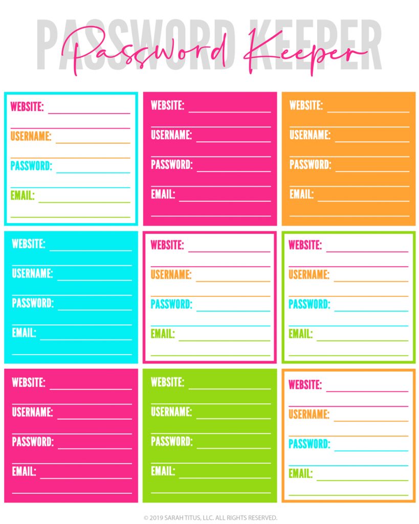 Top Password Keeper Printables to Download Instantly - Sarah Titus