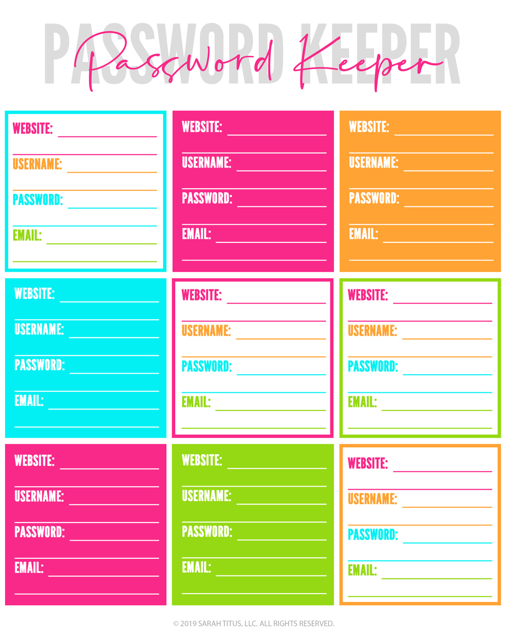 Get these 10 different professionally designed free printable PDF password keeper logs that you can download instantly! Perfect your organizational system today! #website #passwordlogs #awesome #diy