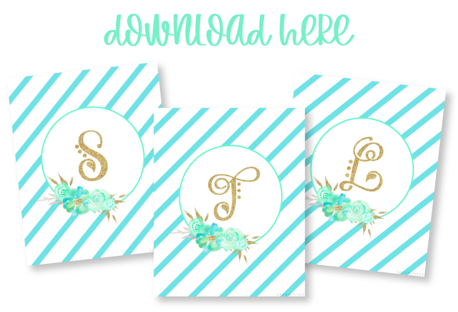 Teal & Gold Monogram Wall Art