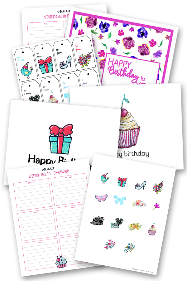 Free Printable Birthday Cards + Gift Tags & Stickers