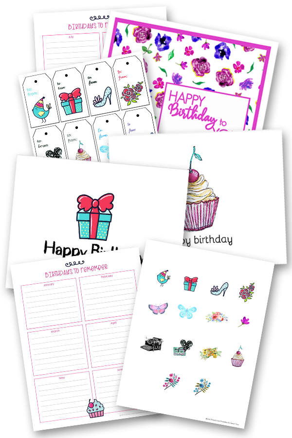 Birthday Doodle Planner Stickers Printable, Birthday Icons