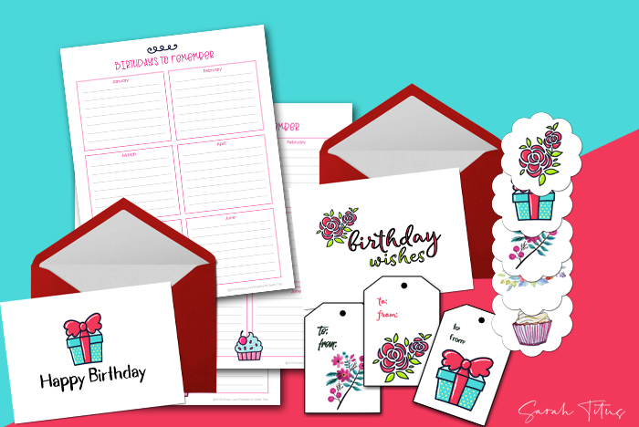 No cost Printable Birthday Playing cards + Present Tags Stickers - Sarah graphic regarding Free Printable Birthday Gift Tags referred to as Totally free Printable Birthday Playing cards + Reward Tags Stickers - Sarah