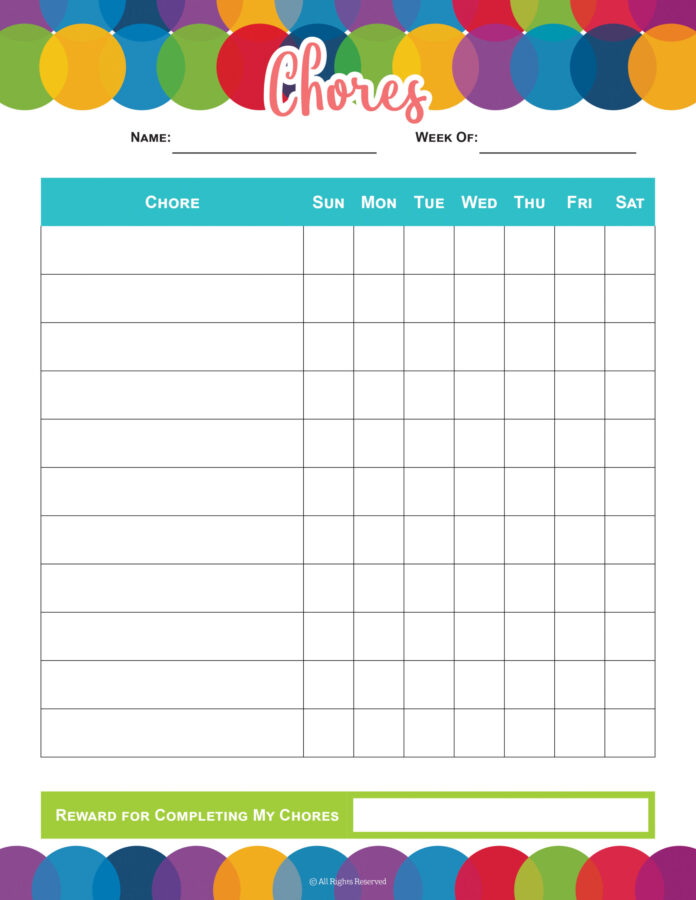 Get these 10 different professionally designed free printable PDF chore charts that you can download instantly! #formultiplekids #diy #template #weekly