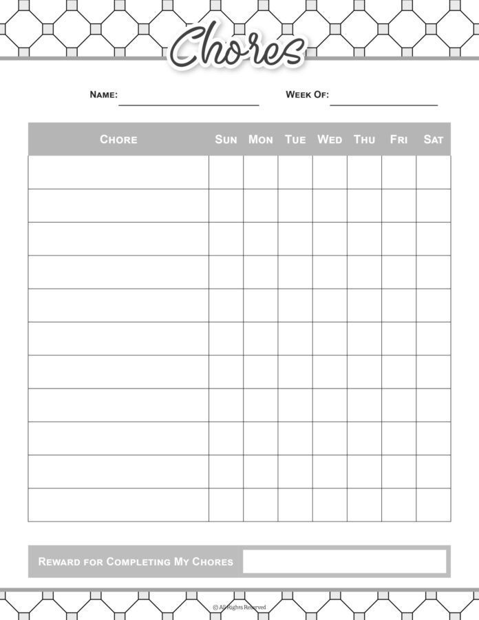 free printable reward chart template