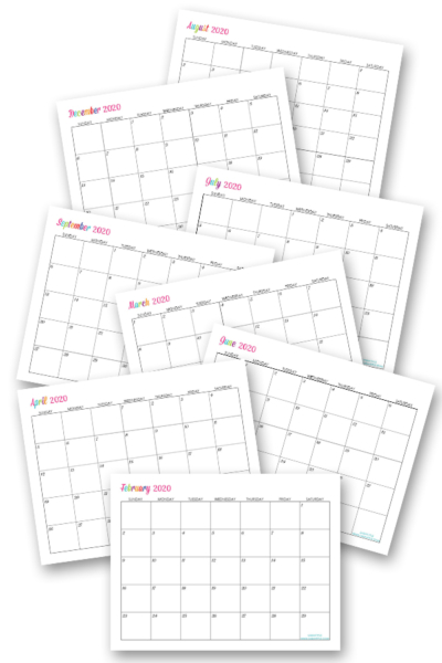 Custom Editable 2020 Free Printable Calendars