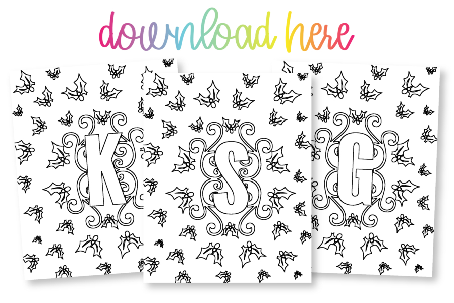 Christmas Coloring Monogram Wall Art Design Free Holiday Printables