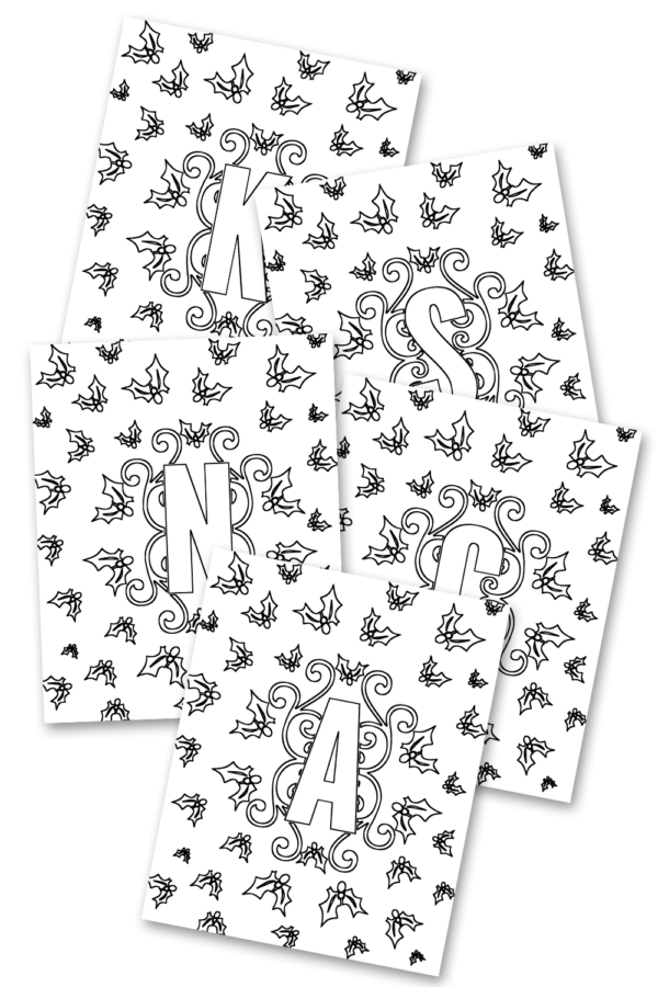 Christmas Coloring Monogram Wall Art Design: Free Holiday Printables