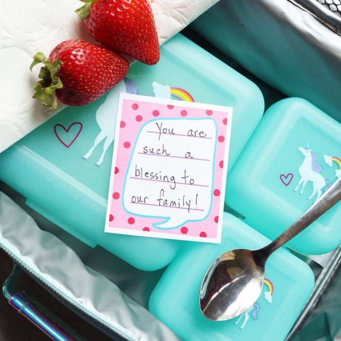 If you want to write your own messages, here's a pretty set of lunch box notes that will let you do that. There are boy and girl versions available too.