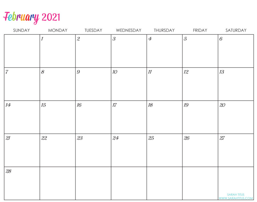 2021-February-Calendar