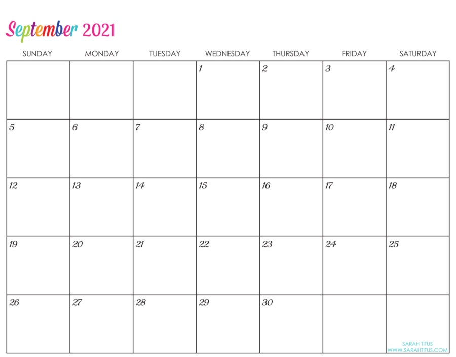 Custom Editable 2021 Free Printable Calendars - September