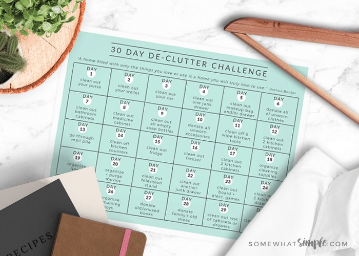 A 30-days decluttering challenge can make all the difference when it comes to having a tidy home. This free printable has only approachable tasks so you can actually stick to the list and complete them all.