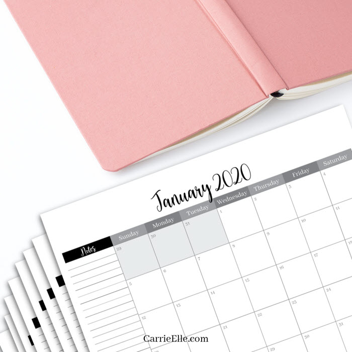 If colorful calendars are not your thing, try this elegant black & white version with a horizontal layout.