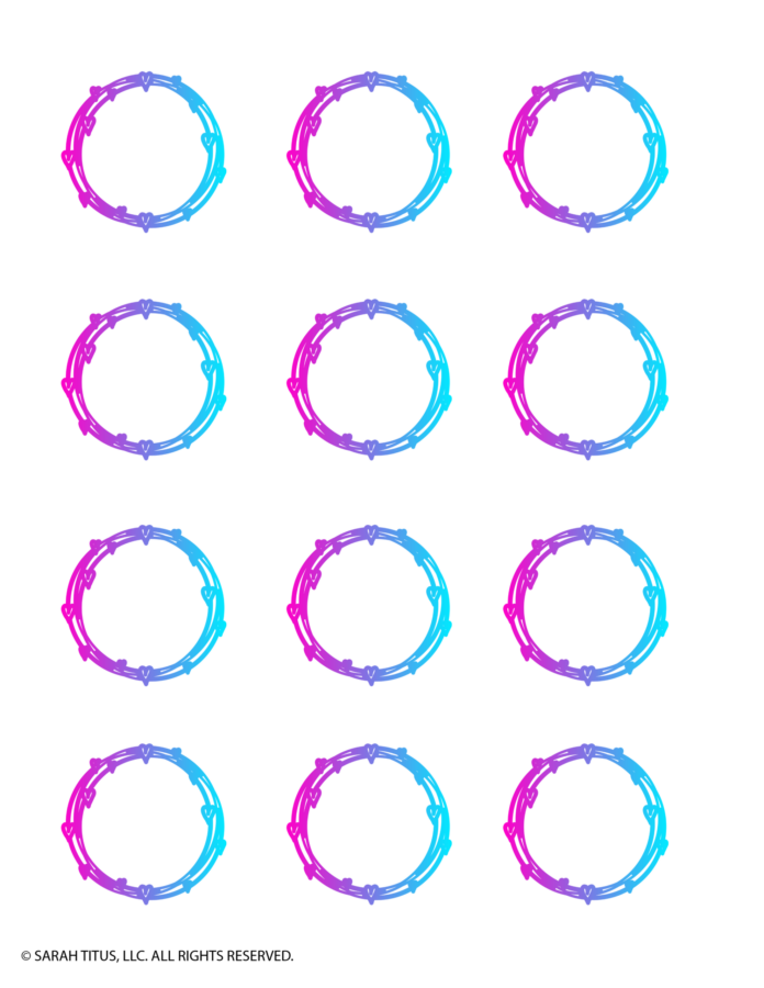 Free Printable Stickers For Planners Hearts and Stars Wreath
