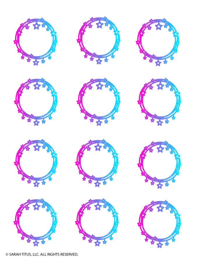 Free Printable Stickers For Planners Hearts and Stars Wreath