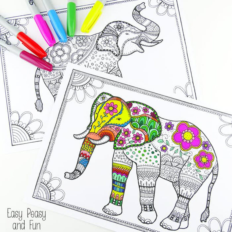 These lovely elephants will take a while to color which is just perfect along with some calming music.