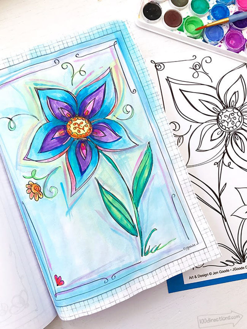 You can print this lily coloring sheet on watercolor paper and paint it to create a unique piece of art in the celebration of Spring!