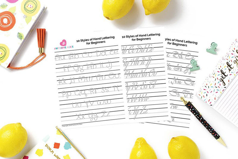 Handlettering sounds nice but where do you begin? I asked myself this question at first so here is an excellent set of practice sheets for beginners containing the entire alphabet in 10 styles.