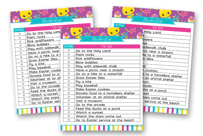 Easter Binder - Bucket List