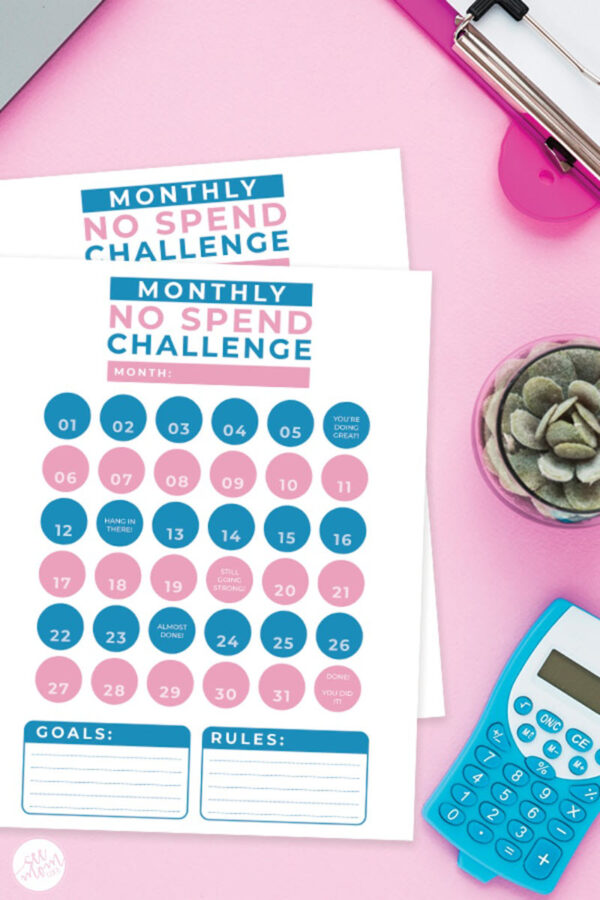 What better way to save some money than by participating in a monthly no-spend challenge? To make things fun you have this pretty printable to play with.